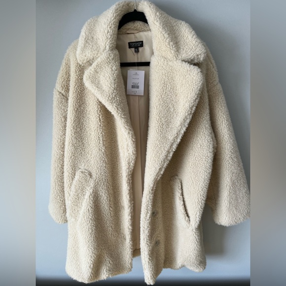 Topshop Faux Shearling Coat - Picture 2 of 4
